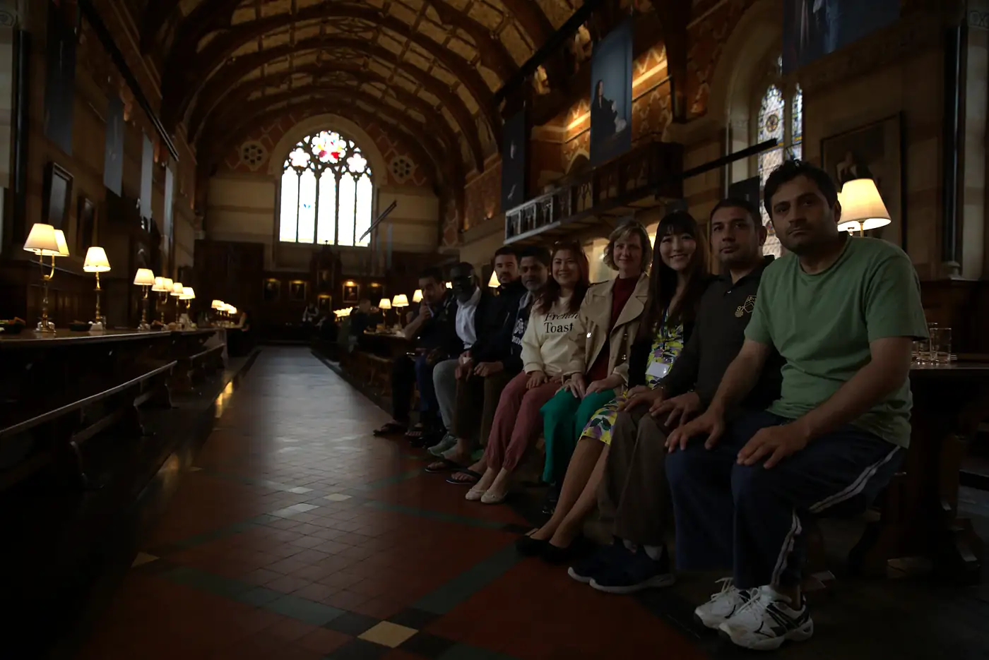 Participants in a college dining hall