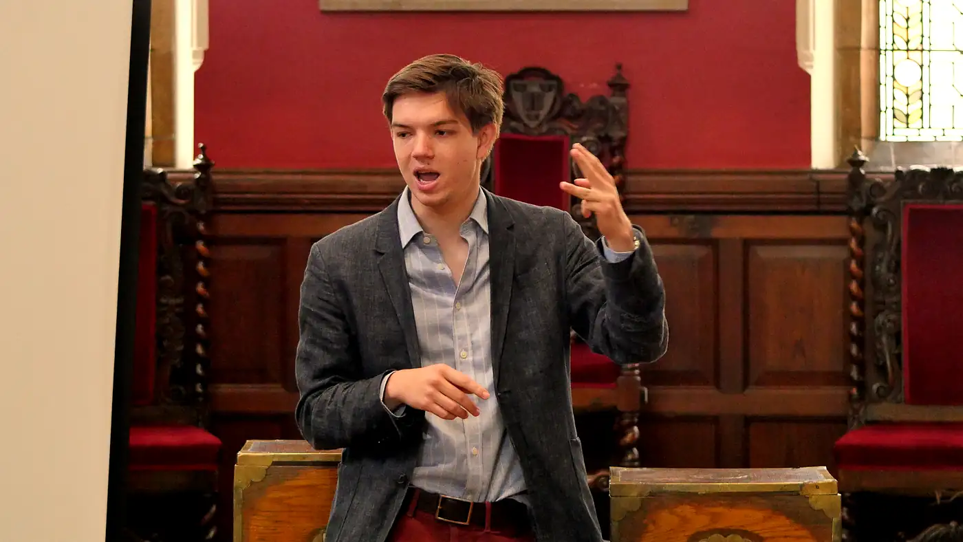 A student practising oral advocacy