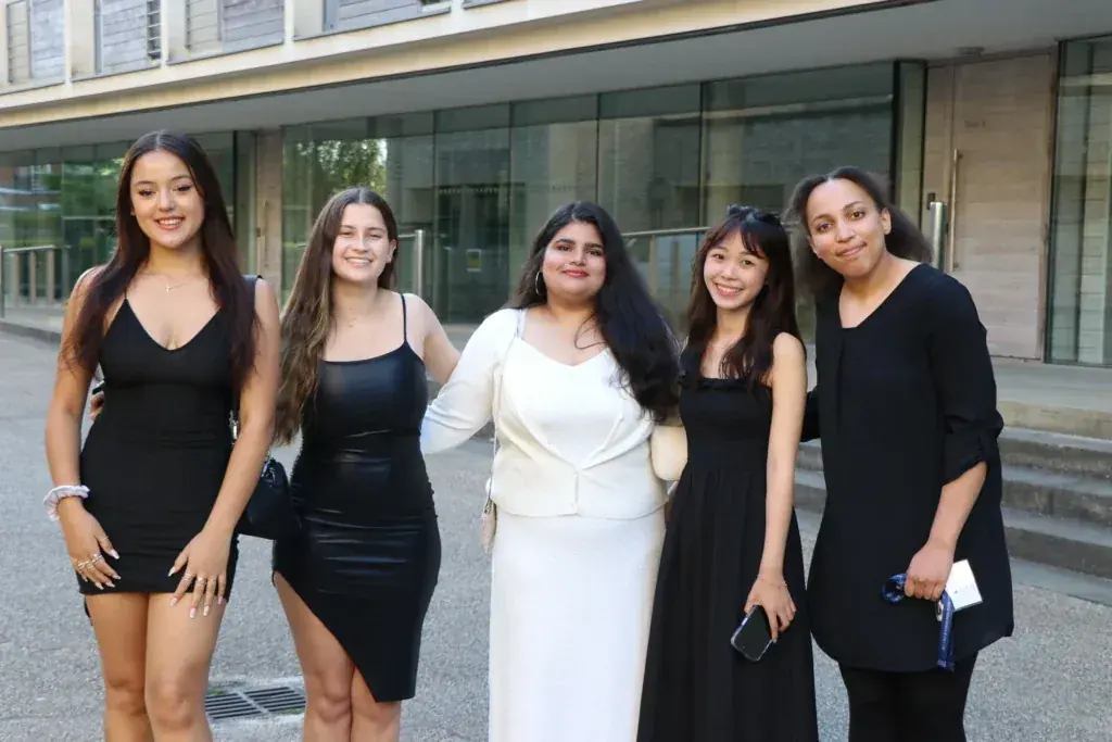 Programme participants outside a college