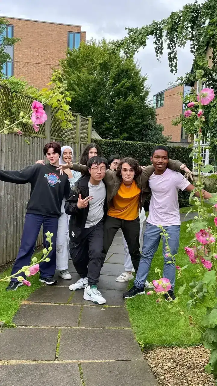 Students in a college garden